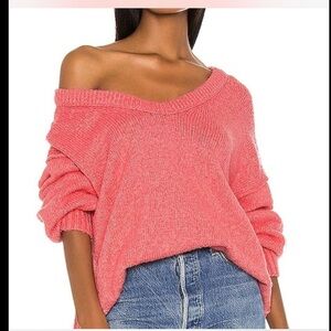 Free People Brookside Tunic Oversized Sweater Woman Small Pink Beach Boho Comfy